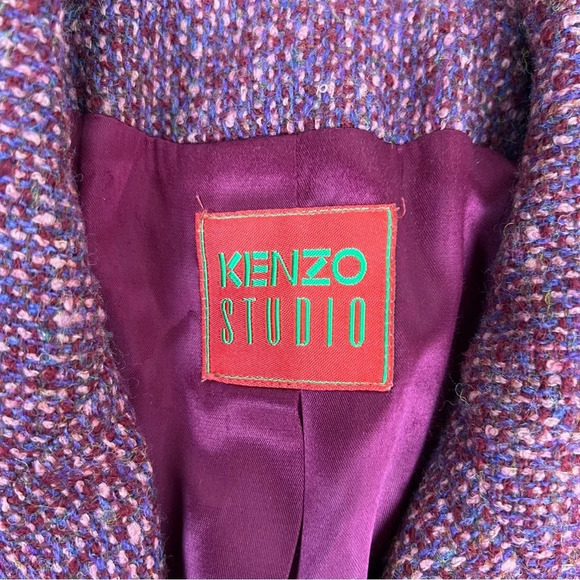 Kenzo Studio Vintage Designer Tweed 2 Piece Suit Blazer Jacket Skirt Set Pink - Picture 8 of 9